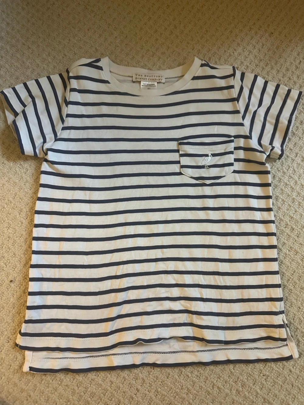 The Beaufort Bonnet Company White and Navy Striped Short Sleeve Tee